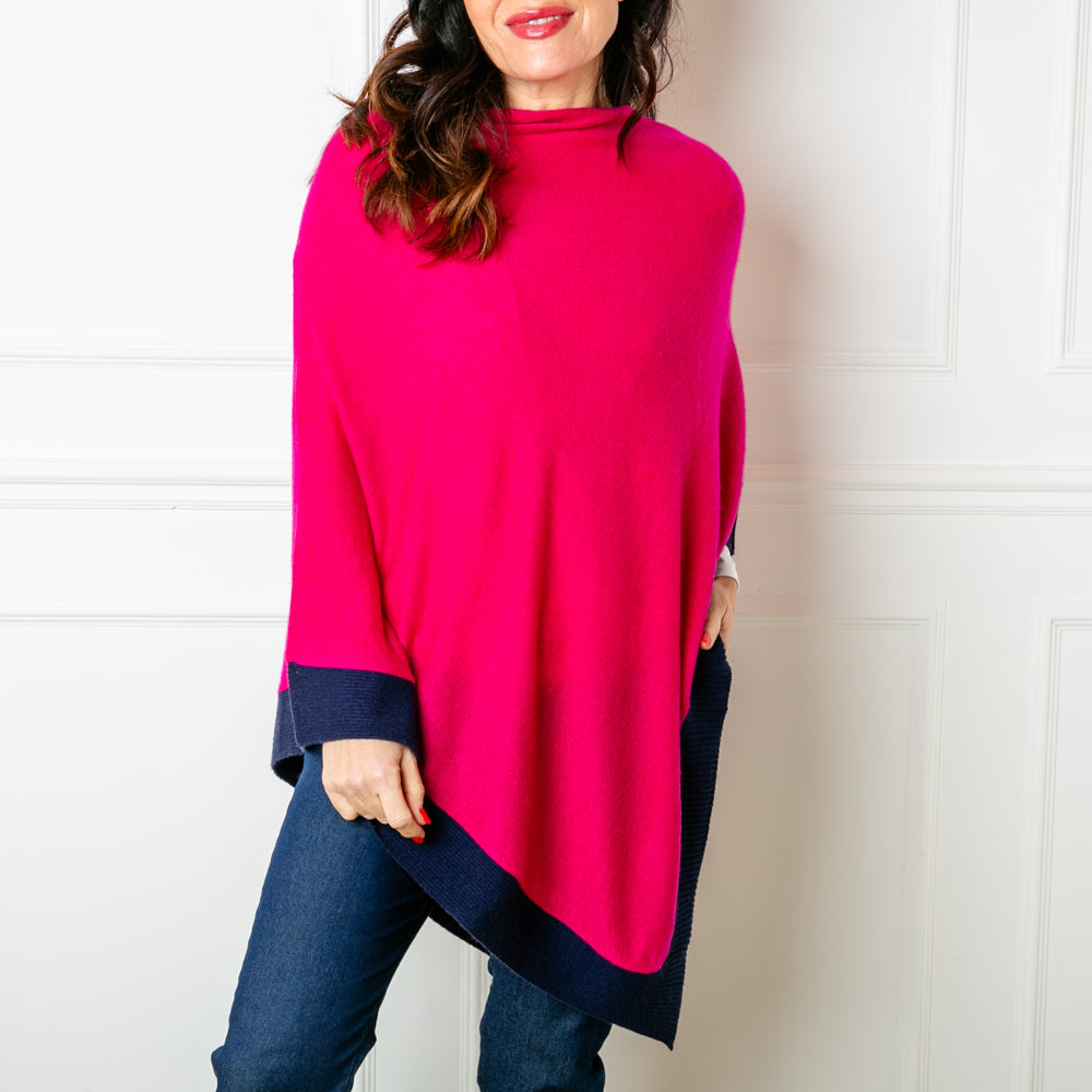 Hepburn Cashmere Ribbed Edge Poncho